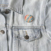 SHE/HER Pronouns Colorful Handlettered Rainbow Button (In Situ)