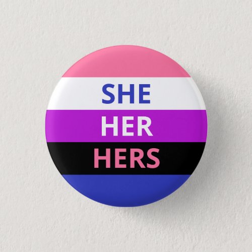 SheHer Pronouns Genderfluid Flag Badge Button