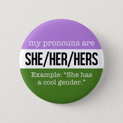SheHer Pronouns Genderqueer Flag Button