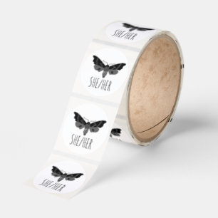 SHE/HER Pronouns Handdrawn Moth Insect Classic Round Sticker