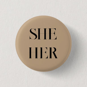 She Her Pronouns Minimalist Vintage Button