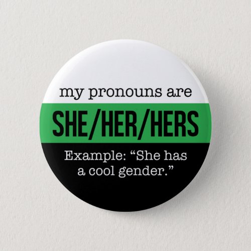 SheHer Pronouns Neutrois Flag Pinback Button