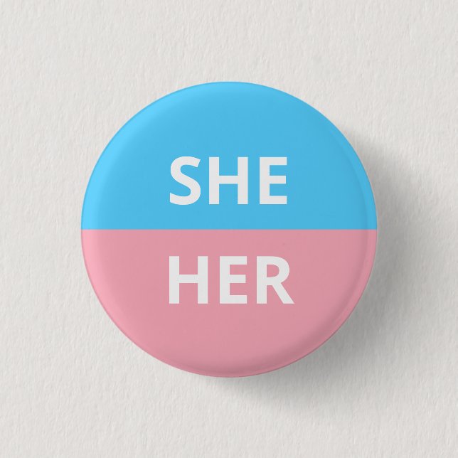 She/Her Pronouns Transgender Badge Button (Front)