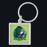 She-Hulk Icon Keychain<br><div class="desc">Circular badge with caricature of She-Hulk flexing in side profile.</div>
