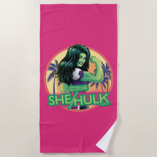 She-Hulk Retro Palm Tree Graphic Beach Towel