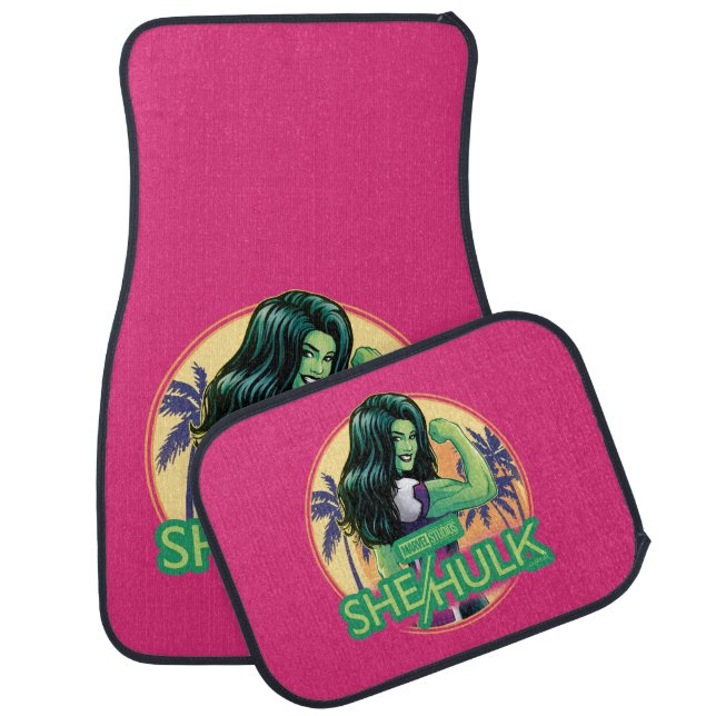 She-Hulk Retro Palm Tree Graphic Car Floor Mat (Set)