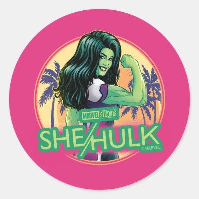 She-Hulk Retro Palm Tree Graphic Classic Round Sticker