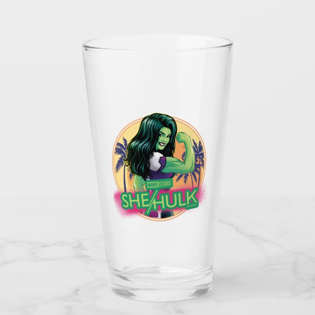 She-Hulk Retro Palm Tree Graphic Glass (Front)