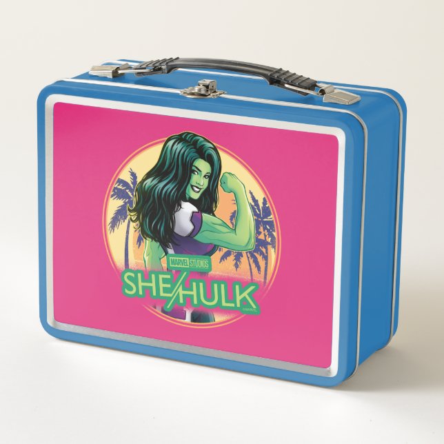 She-Hulk Retro Palm Tree Graphic Metal Lunch Box (Front)