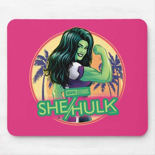 She-Hulk Retro Palm Tree Graphic Mouse Pad (Front)