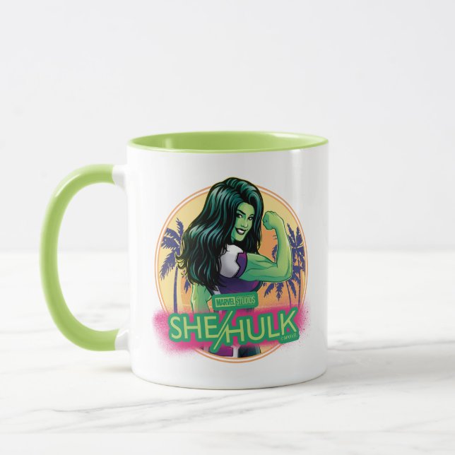 She-Hulk Retro Palm Tree Graphic Mug (Left)