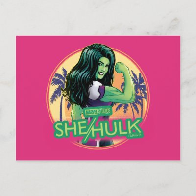 She-Hulk Retro Palm Tree Graphic Postcard