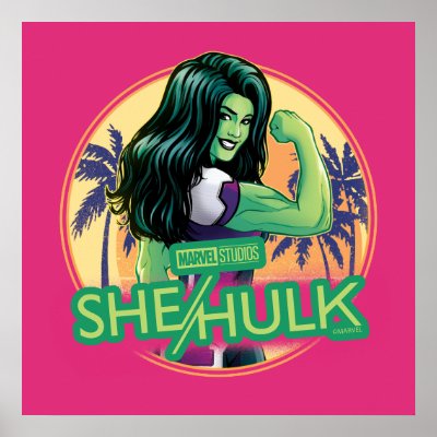 She-Hulk Retro Palm Tree Graphic Poster
