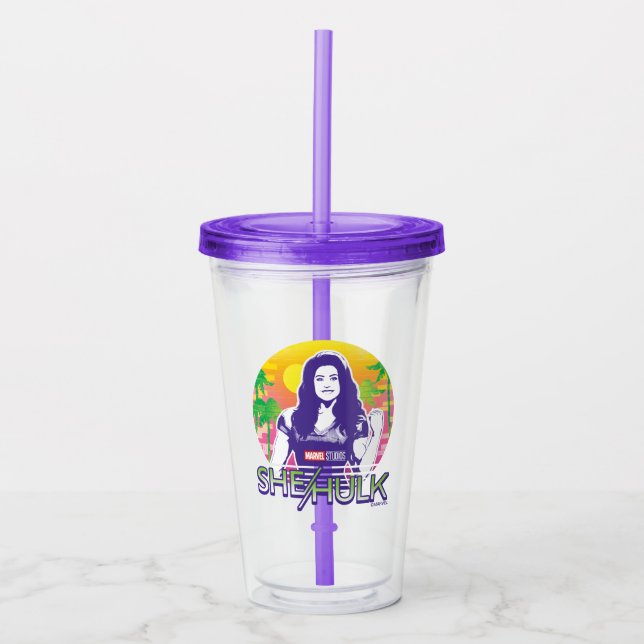 She-Hulk Retrowave Graphic Acrylic Tumbler (Front)