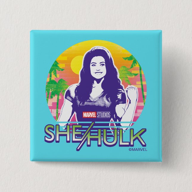 She-Hulk Retrowave Graphic Button (Front)