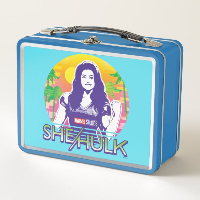 She-Hulk Retrowave Graphic Metal Lunch Box (Front)