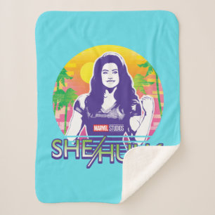 She-Hulk Retrowave Graphic Sherpa Blanket