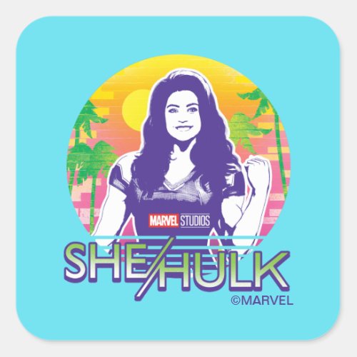 She_Hulk Retrowave Graphic Square Sticker