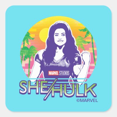 She-Hulk Retrowave Graphic Square Sticker