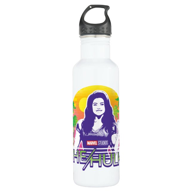 She-Hulk Retrowave Graphic Stainless Steel Water Bottle (Front)