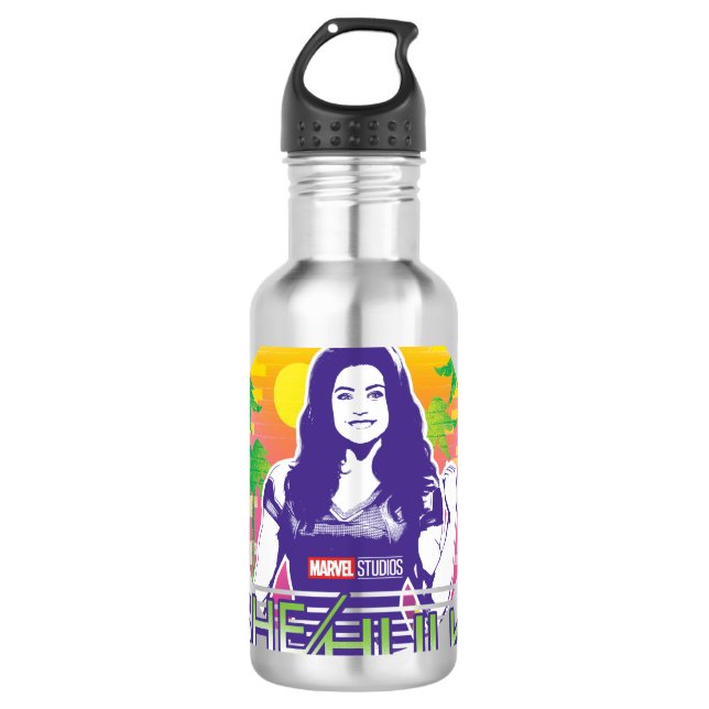 She-Hulk Retrowave Graphic Stainless Steel Water Bottle (Front)