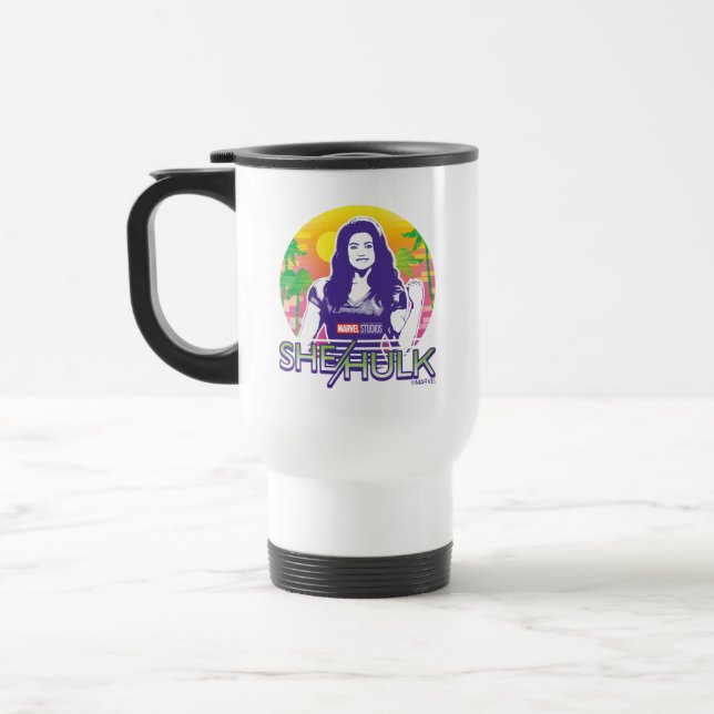 She-Hulk Retrowave Graphic Travel Mug (Left)