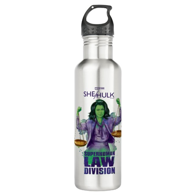 She-Hulk Scales of Justice Superhuman Law Division Stainless Steel Water Bottle (Front)