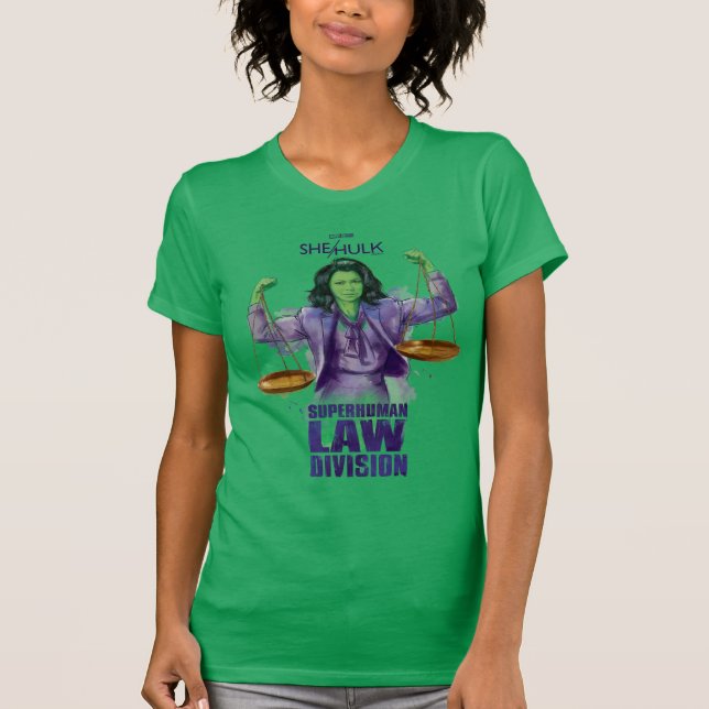 She-Hulk Scales of Justice Superhuman Law Division T-Shirt (Front)
