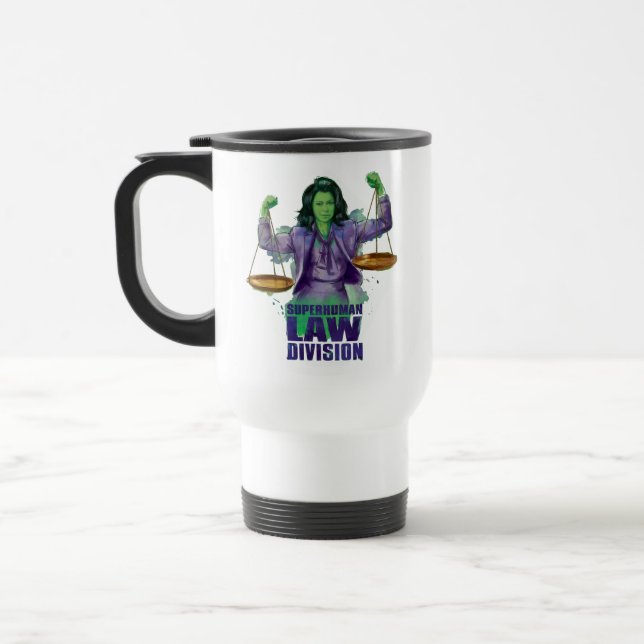 She-Hulk Scales of Justice Superhuman Law Division Travel Mug (Left)