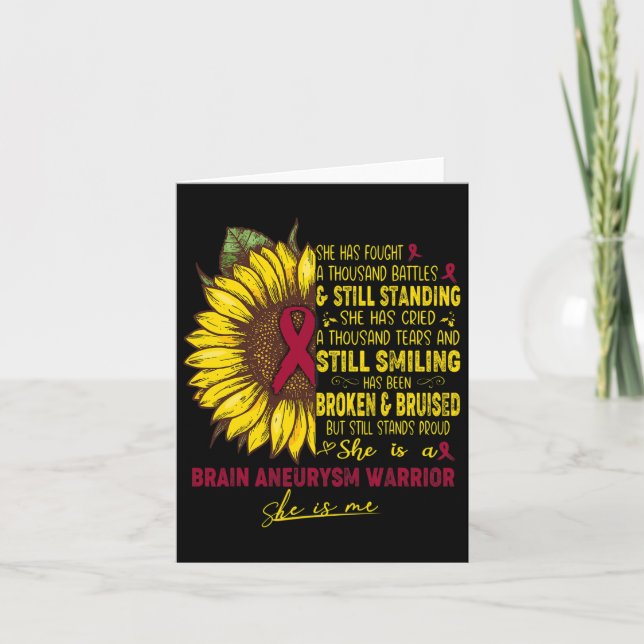 She Is A Brain Aneurysm Warrior She Is Me  Card (Front)