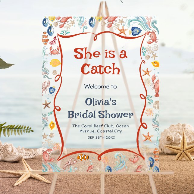 She Is a Catch Bridal Acrylic Welcome Sign (Creator Uploaded)