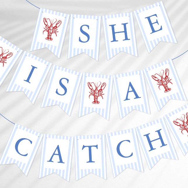 She Is A Catch Coastal Hamptons Bachelorette Bunting Flags (Creator Uploaded)