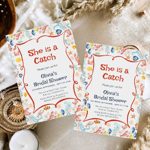 She Is a Catch Coastal theme Bridal Shower  Invitation