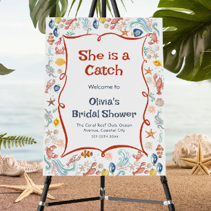 She Is a Catch Under the Sea Bridal Shower Welcome Foam Board