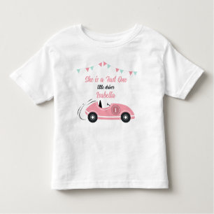 She is a Fast One Festive Pink Race Car Birthday Toddler T-shirt