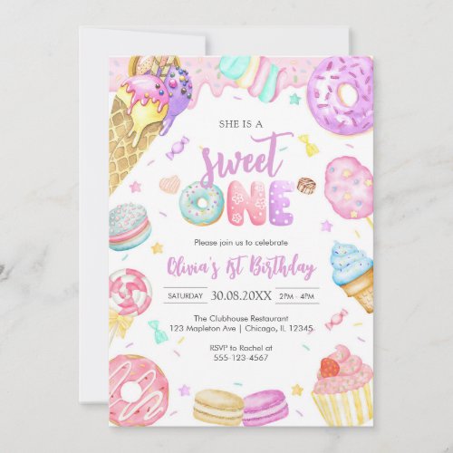 She is a Sweet One Birthday Party Invitation