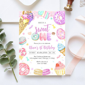 She is a Sweet One Birthday Party Invitation