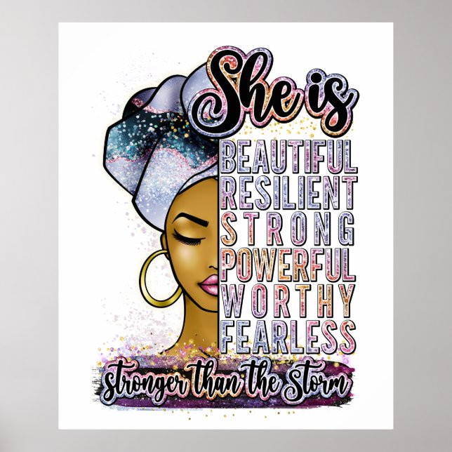 She Is Beautiful Resilient Black Woman Melanin Sis Poster (Front)