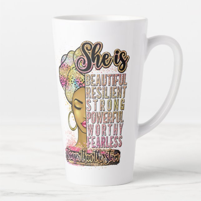 She is beautiful resilient strong powerful worthy  latte mug (Right)