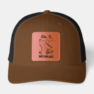 She Is Beautiful Strong Unstoppable Leather Patch Hat
