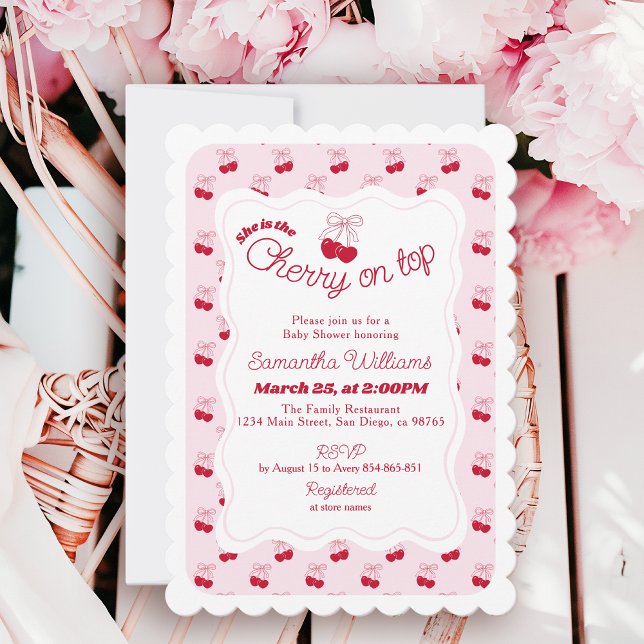 She is Cherry on Top Baby Girl Shower Invitation (Creator Uploaded)