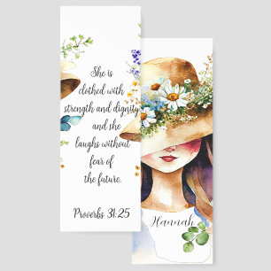 She is clothed floral personalized bookmarks