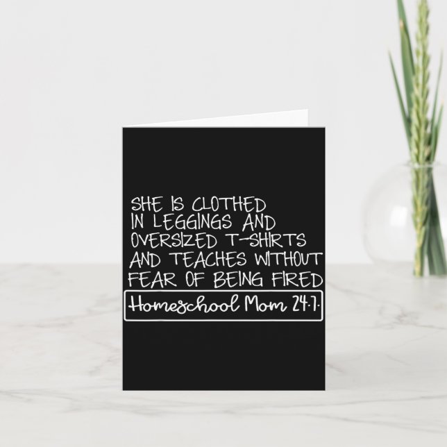 She Is Clothed In Leggings And Oversized Homeschoo Card (Front)