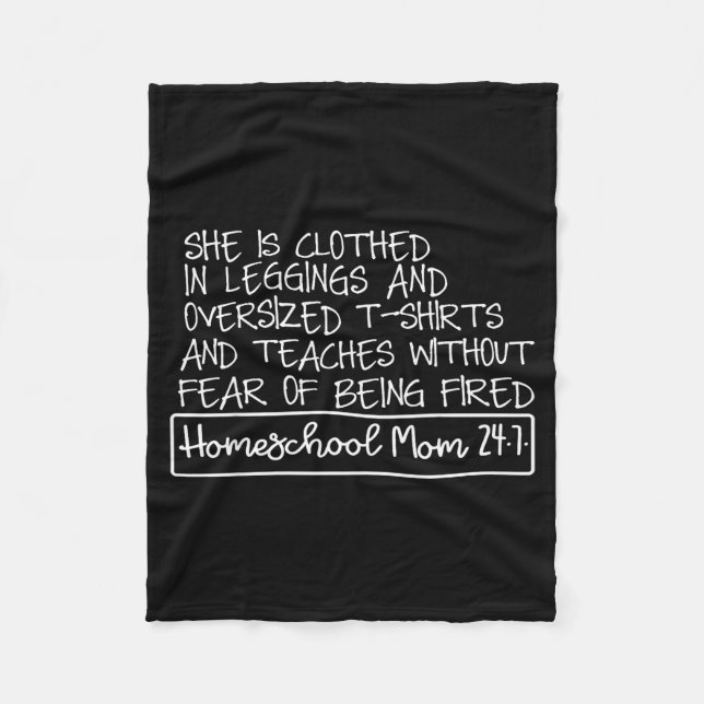 She Is Clothed In Leggings And Oversized Homeschoo Fleece Blanket (Front)