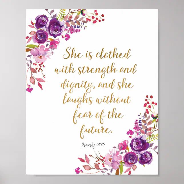 She is Clothed in Strength and Dignity Proverbs Poster | Zazzle