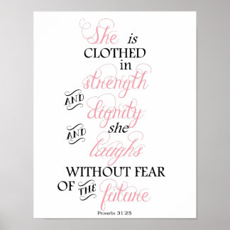 She is Clothed in Strength Breast Cancer Poster