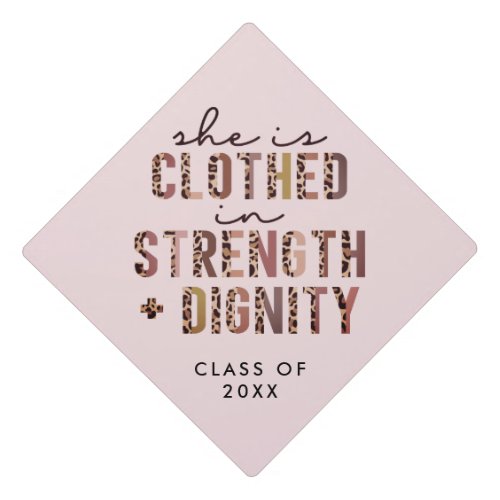 She Is Clothed In Strength  Dignity Christian Graduation Cap Topper