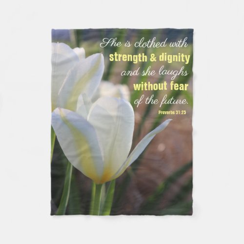She is Clothed _ Proverbs 3125 Fleece Blanket