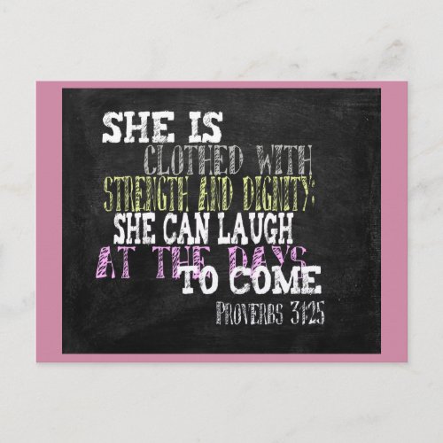She is clothed with strength and dignity postcard