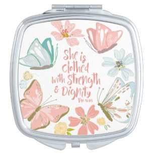 She is Clothed with Strength and Dignity Proverbs Compact Mirror